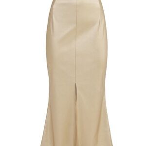 Mermaid Faux Leather Midi Skirt With Slit